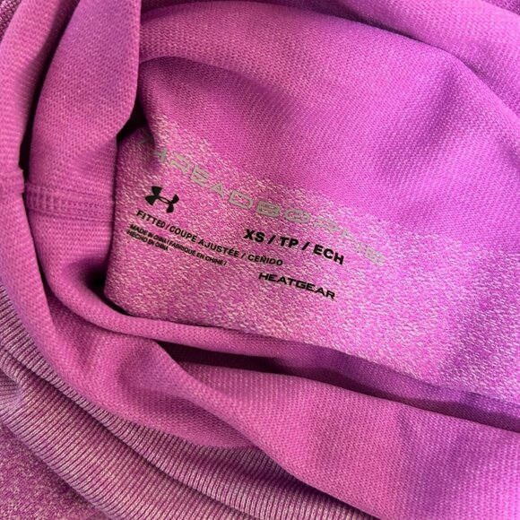 Under Armour Pinkish Purple Threadborne Heatgear Fitted Top Size XS - Picture 4 of 4